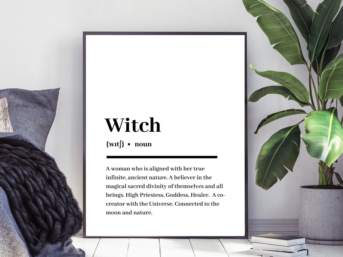 Witch Definition Typography Print Minimalist Monochrome Etsy