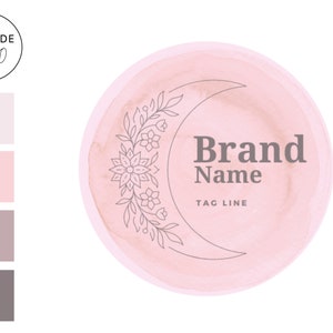 Gotowe logo, Branding małej firmy, Gotowy branding, Znak wodny, Logo Floral Moon