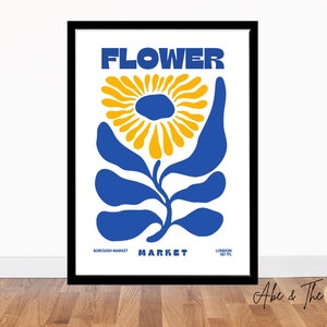 Flower market print, Retro Market Poster, Vintage floral print, Living room print, Kitchen Wall Art