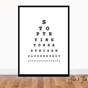 Funny Bathroom Quote, Eye Test Chart, Toilet humour, funny bathroom sign, Bathroom wall decor, housewarming gift
