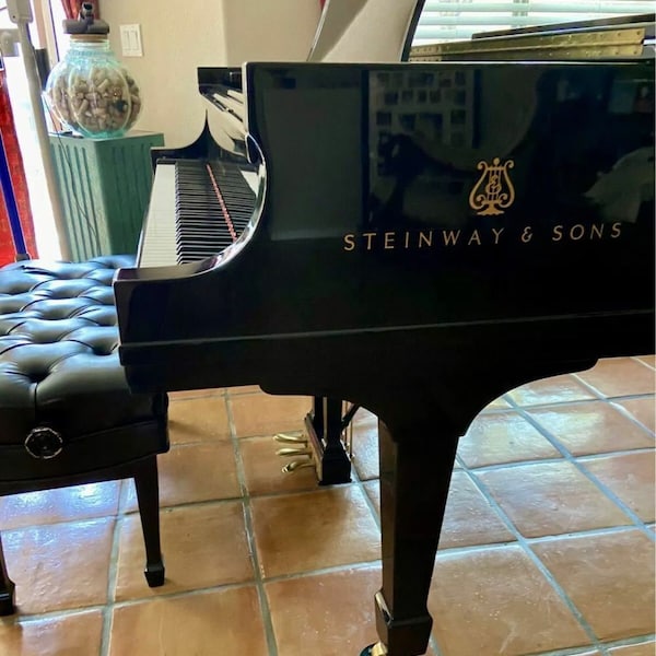 Steinway Metallic Gold Piano Grand SIDE Name Brand Vinyl Transfer Decal Sticker