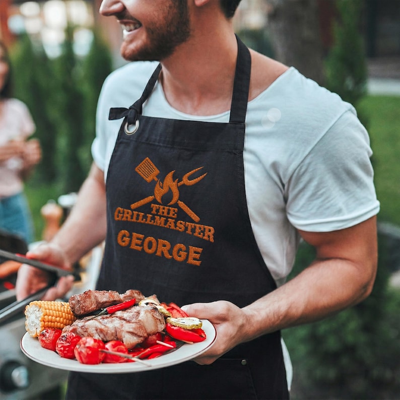 Custom Embroidered Apron for Men, Dad Apron for Fathers Day - Birthday Gifts for Dad, Grilling Gifts for Men, Personalized Gifts for Him image 6