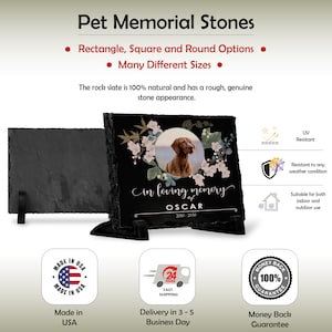 Pet Memorial Stone with Photo, 7 Sizes, 6 Designs | Pet Grave Marker, Pet Headstone | Dog Memorial Stone, Garden Memorial Stone,Weatherproof bild 3