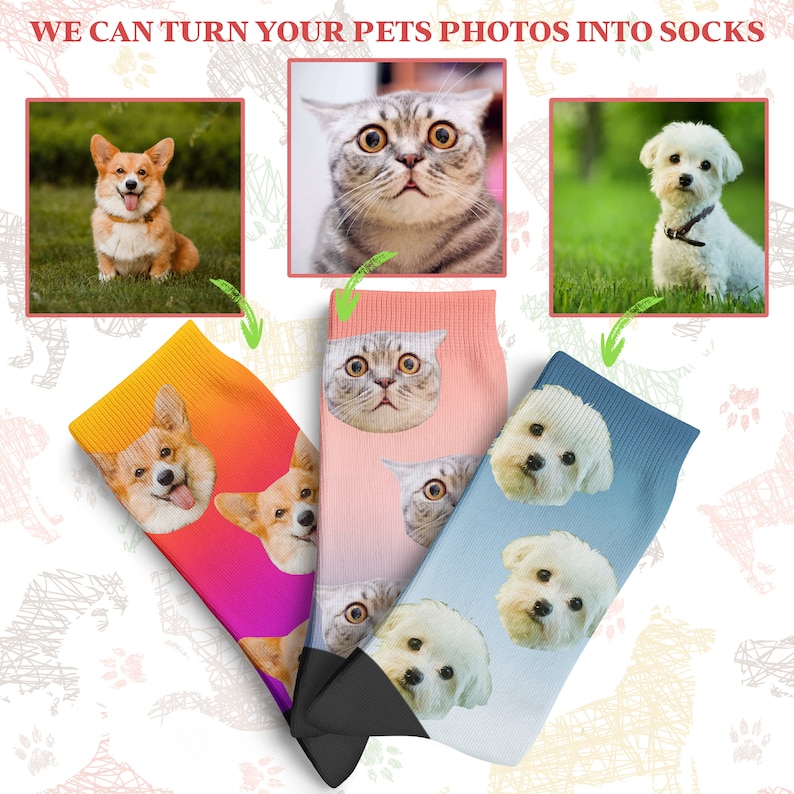 Custom Face Socks, 17 Designs Funny Socks with Faces for Men Women Cats Dogs, Personalized Photo Gifts Personalized Socks for Women Men image 5