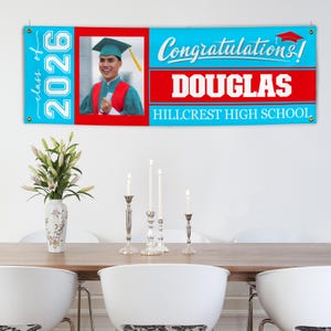Personalized Graduation Banner w/ Photo, Name & School - 3 Sizes - Outdoor Graduation Decoration 2026 - Class of 2026 - Graduation Yard Sign image 7