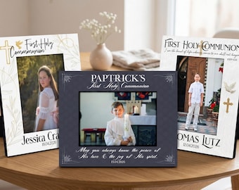 Communion Gift for Girls, Boys - Personalized Communion Picture Frame - 7 Designs, 4x5 & 5x7