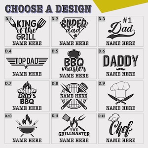 Custom Embroidered Apron for Men 4 Colors, 12 Designs Birthday Gifts for Dad, Grilling Gifts for Men, Personalized Gifts for Him image 2