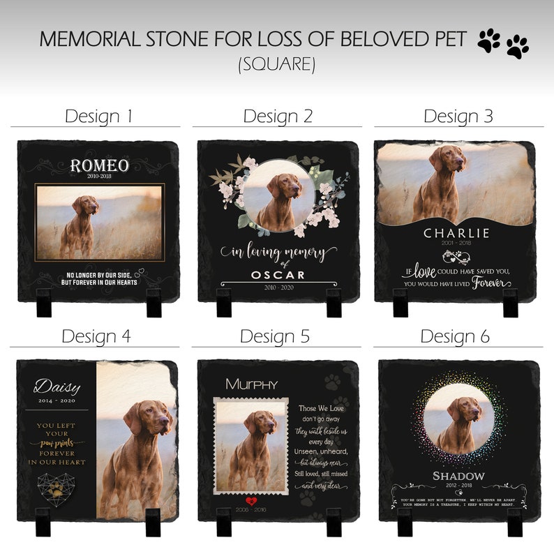Pet Memorial Stone with Photo, 7 Sizes, 6 Designs | Pet Grave Marker, Pet Headstone | Dog Memorial Stone, Garden Memorial Stone,Weatherproof bild 6