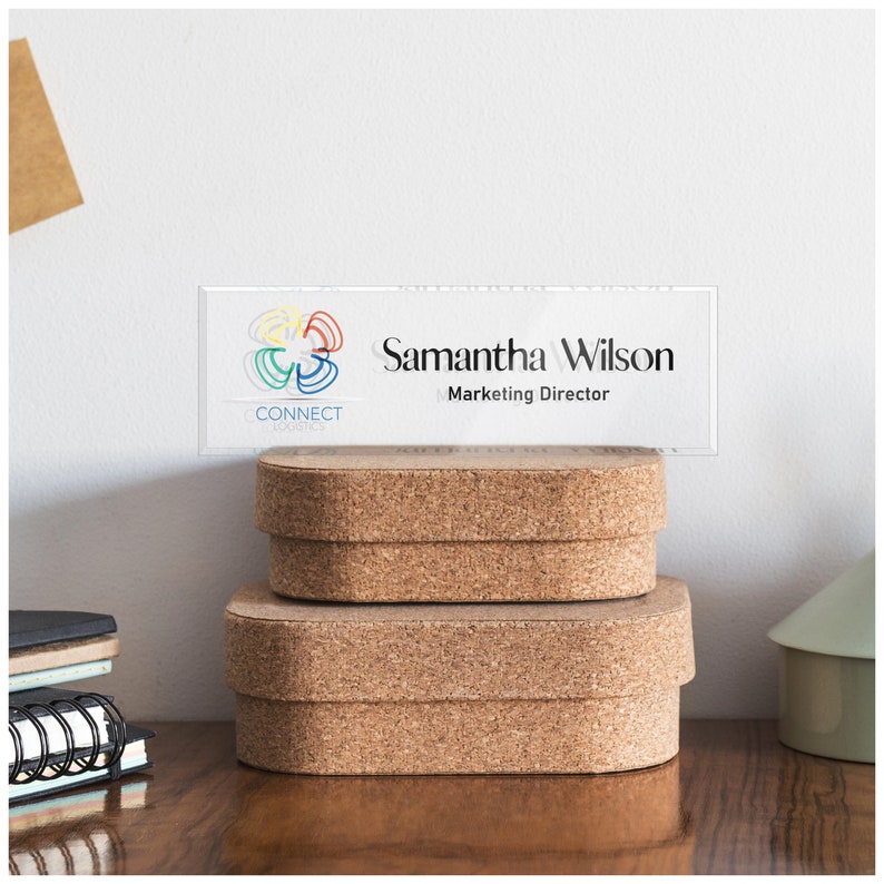 Desk Name Plate Personalized with Business Logo Coworker Gifts, Workspace Decorations, Professional Office Decor image 4