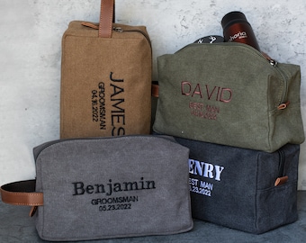 Groomsmen Gifts for Wedding, Personalized Embroidered Groomsman Toiletry Bags - 8 Thread Colors - Groomsman Proposal Gift Idea