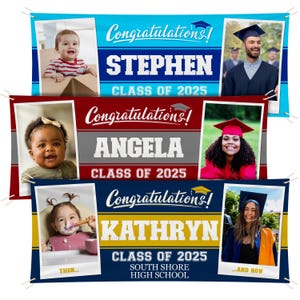 Personalized Graduation Banner w/ Photo, Name & School - 3 Sizes - Outdoor Graduation Decoration 2025 - Class of 2025 - Graduation Yard Sign