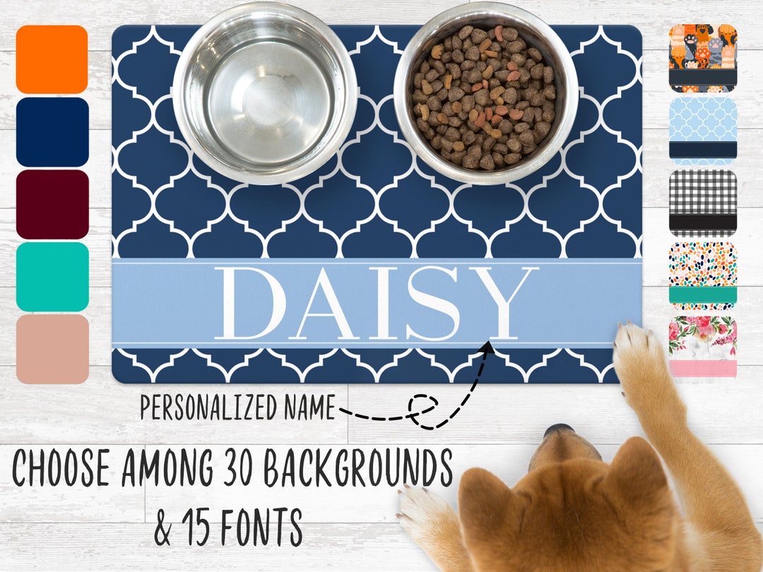Personalized Pet Food Placemat, 30 Designs, 3 Sizes Dog Bowl Mat, Cat