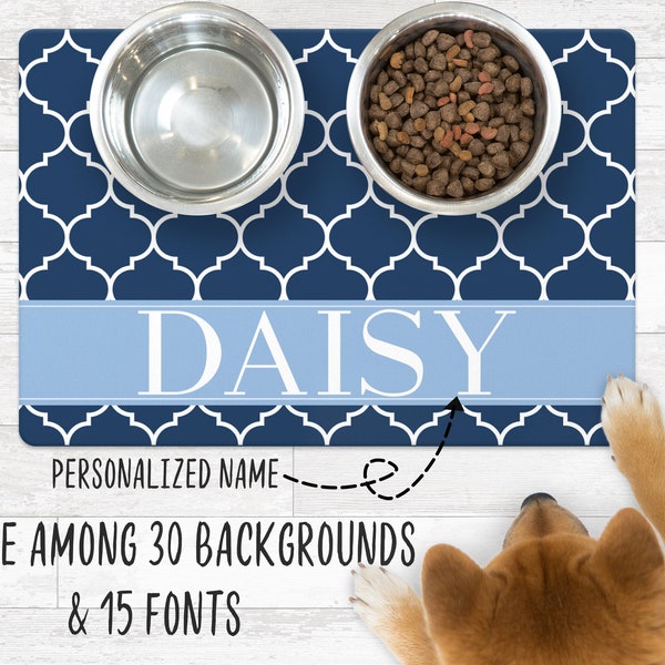 Personalized Pet Food Placemat, 30 Designs, 3 Sizes - Dog Bowl Mat, Cat Food Mat - Birthday Gifts for Dogs, Cats