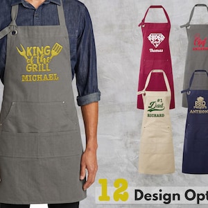 Custom Embroidered Apron for Men, Dad Apron for Fathers Day - Birthday Gifts for Dad, Grilling Gifts for Men, Personalized Gifts for Him image 8