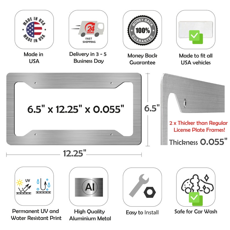 Custom License Plate Frame Personalized License Plate Frames Etsy