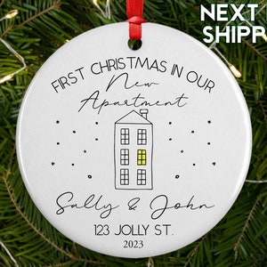 New Apartment First Christmas Ornament 2023 - 3" Personalized New Apartment First Christmas Ornament for Couples - Custom Ceramic Keepsake