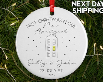 New Apartment First Christmas Ornament 2023 - 3" Personalized New Apartment First Christmas Ornament for Couples - Custom Ceramic Keepsake