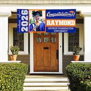 Personalized Graduation Banner w/ Photo, Name & School - 3 Sizes - Outdoor Graduation Decoration 2026 - Class of 2026 - Graduation Yard Sign image 5