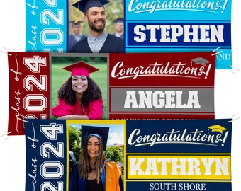 Personalized Graduation Banner w/ Photo, Name & School - 3 Sizes - Outdoor Graduation Decoration 2024 - Class of 2024 - Graduation Yard Sign