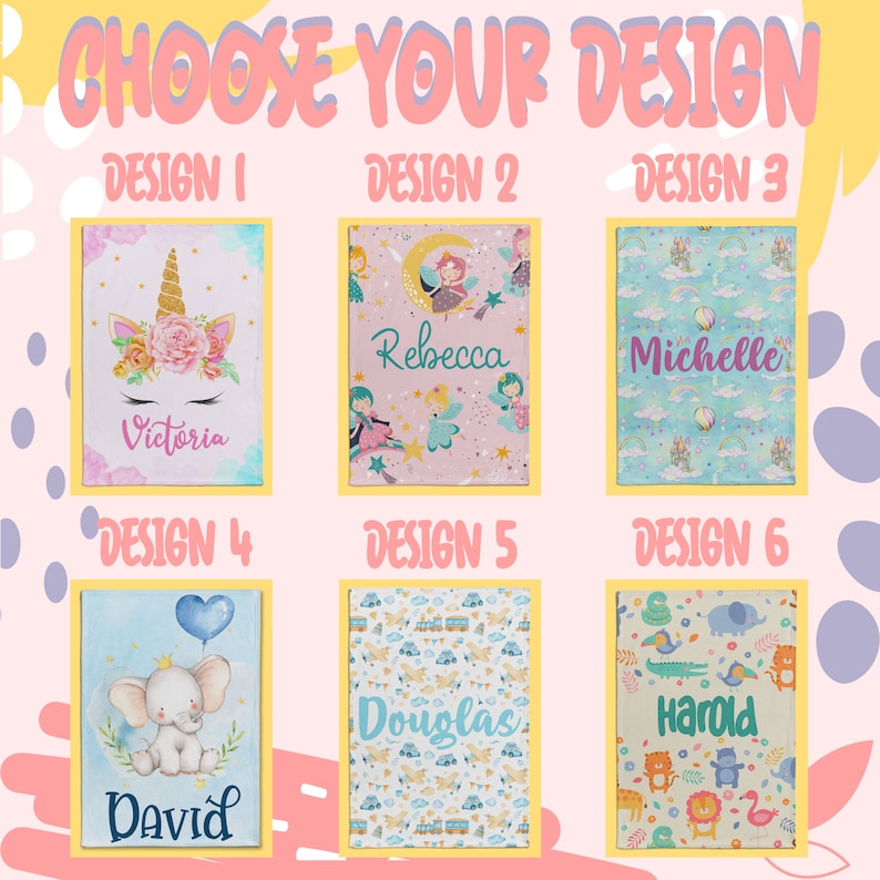 Personalized Baby Blanket with Name Customized Swadding Blanket for Toddlers 6 Designs & 2 Sizes Super Soft Blankets for Newborns image 3