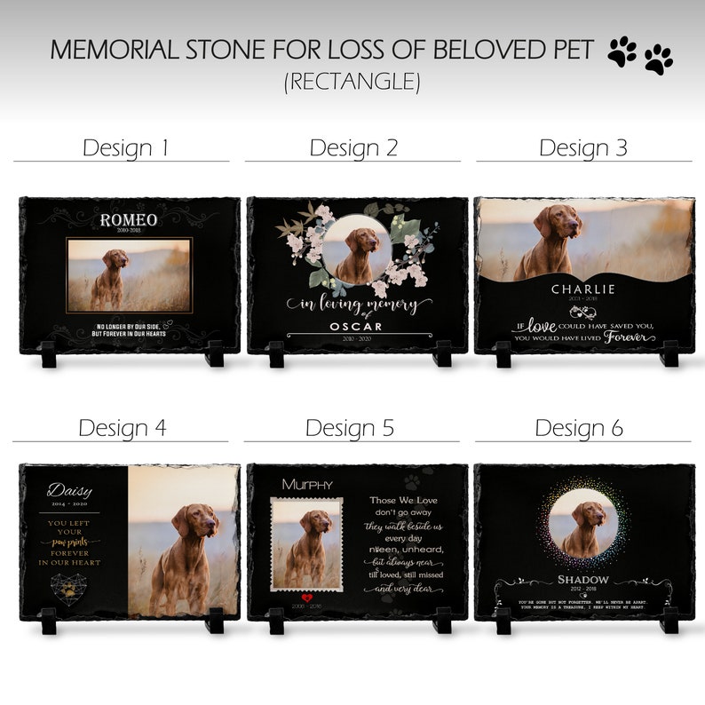 Pet Memorial Stone with Photo, 7 Sizes, 6 Designs | Pet Grave Marker, Pet Headstone | Dog Memorial Stone, Garden Memorial Stone,Weatherproof bild 5