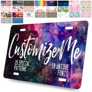 Custom License Plate | Custom Car Tags, Personalized Plate - 20 Patterns and Fonts | 2 Sizes, Personalized Aluminum Vanity License Plates