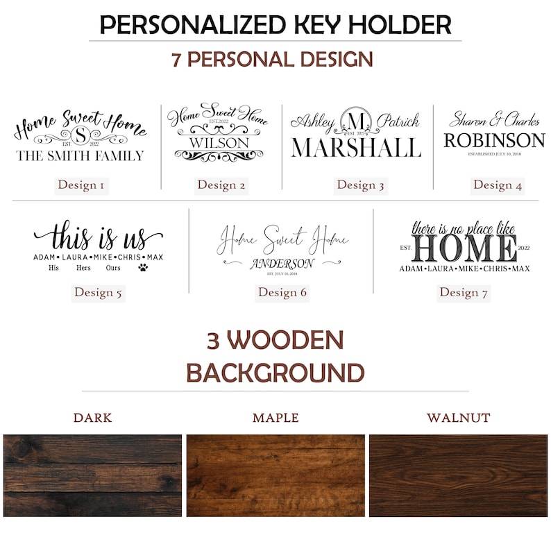 Personalized Key Holder for Wall Custom Key Hanger with image 2