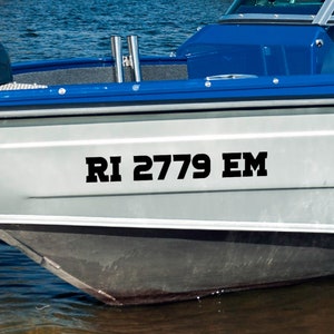 Set of 2 - Custom Made Watercraft Registration Numbers - 31 Size Options, 17 Fonts, 23 Colors - Vinyl Boat Decals