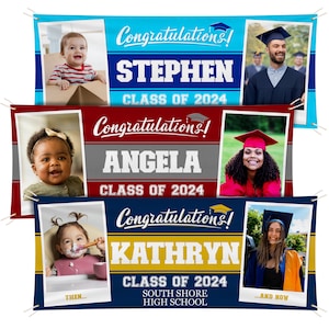 Personalized Graduation Banner w/ Photo, Name & School - 3 Sizes - Outdoor Graduation Decoration 2024 - Class of 2024 - Graduation Yard Sign