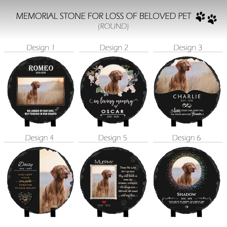Pet Memorial Stone with Photo, 7 Sizes, 6 Designs | Pet Grave Marker, Pet Headstone | Dog Memorial Stone, Garden Memorial Stone,Weatherproof bild 7