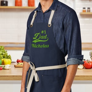 Custom Embroidered Apron for Men 4 Colors, 12 Designs Birthday Gifts for Dad, Grilling Gifts for Men, Personalized Gifts for Him image 7