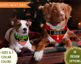 Bandana pour chien de qualité supérieure personnalisé - 10 motifs, 3 tailles, 8 couleurs de collier - Écharpe de Noël pour chiens de petite, moyenne et grande races