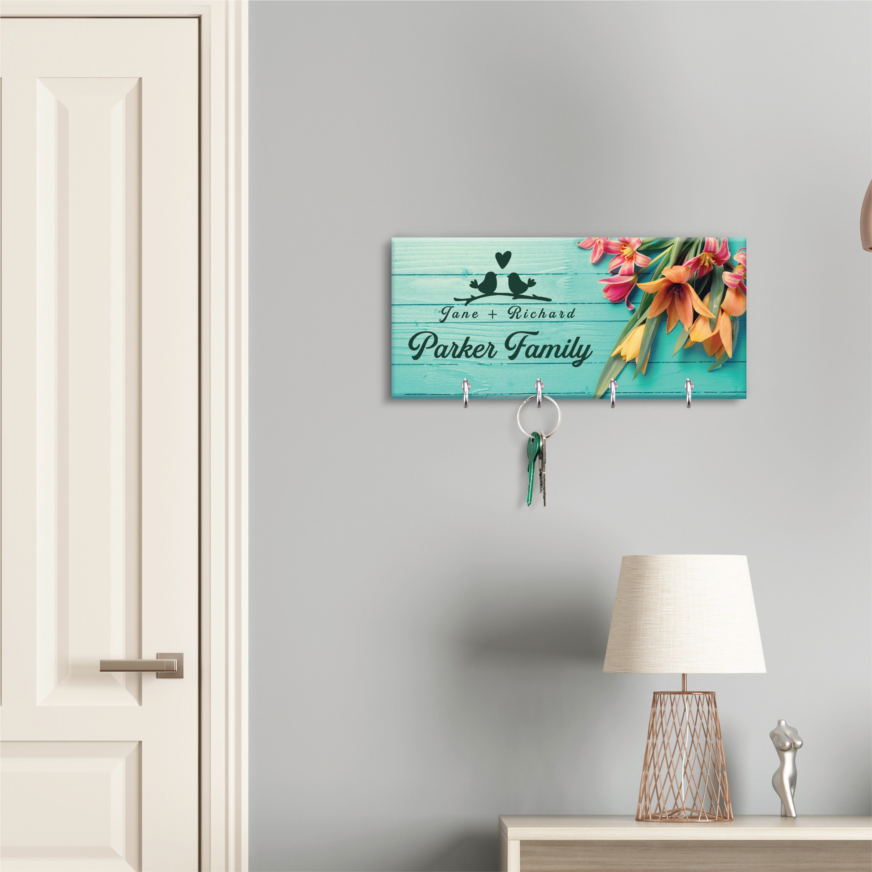 Personalized Key Holder for Wall, 6 Designs | Custom Key Hanger With