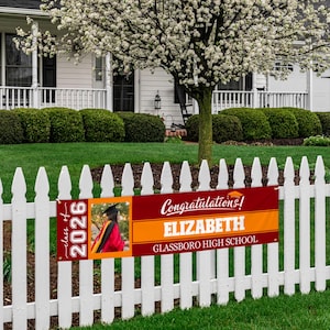 Personalized Graduation Banner w/ Photo, Name & School - 3 Sizes - Outdoor Graduation Decoration 2026 - Class of 2026 - Graduation Yard Sign image 6