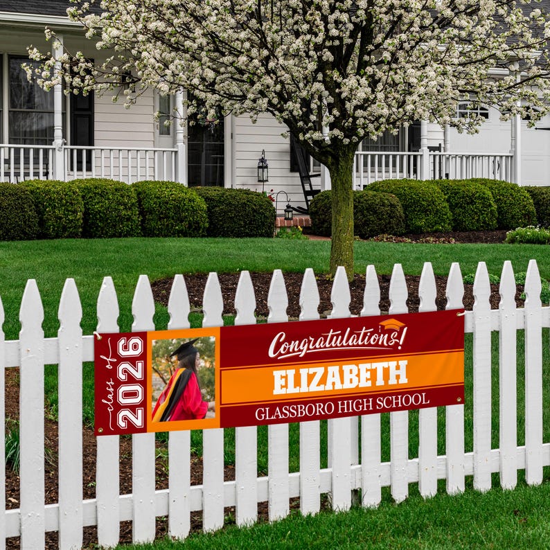 Personalized Graduation Banner w/ Photo, Name & School - 3 Sizes - Outdoor Graduation Decoration 2026 - Class of 2026 - Graduation Yard Sign image 6