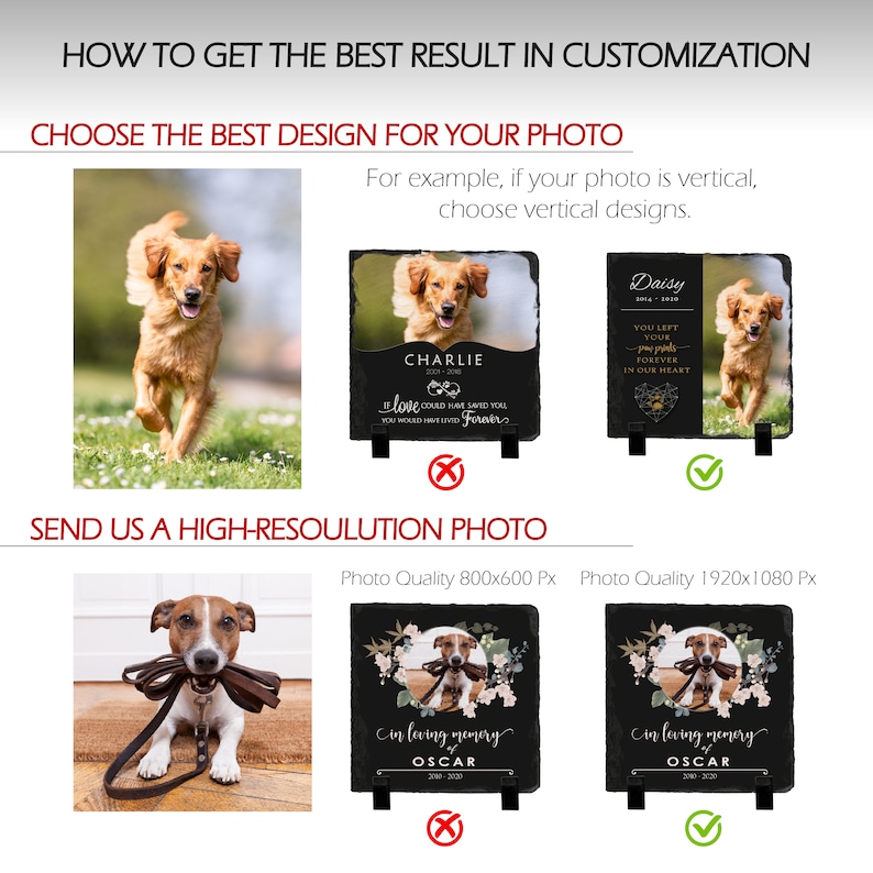 Pet Memorial Stone with Photo, 7 Sizes, 6 Designs | Pet Grave Marker, Pet Headstone | Dog Memorial Stone, Garden Memorial Stone,Weatherproof bild 4