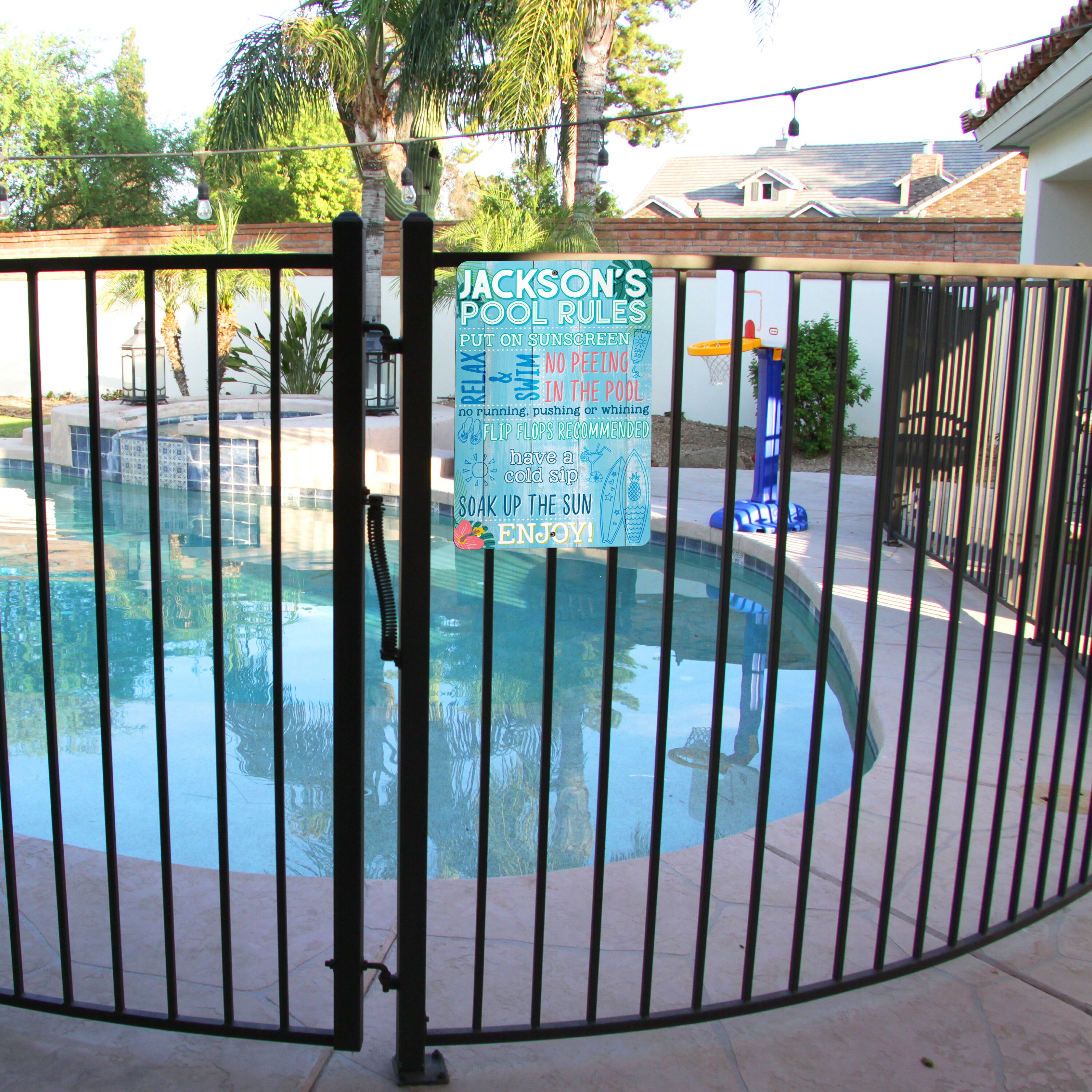 Personalized Pool Sign W/name - Indoor/outdoor Metal Sign for Garden ...