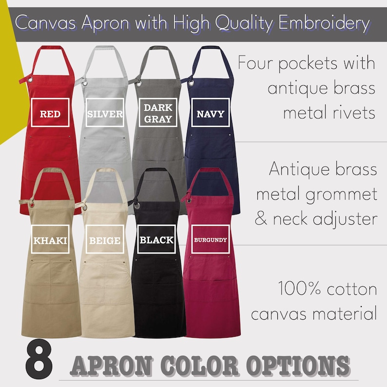 Custom Embroidered Apron for Men, Dad Apron for Fathers Day - Birthday Gifts for Dad, Grilling Gifts for Men, Personalized Gifts for Him image 7