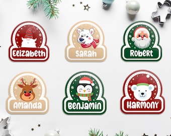 Personalized Christmas Present Labels, 6 Designs-Christmas Stickers, Laptop Decals, Personalized Xmas Name Tags, Christmas Gift Tag Stickers