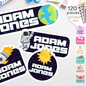 120,240,360 Pcs Waterproof Diecut Kids School Labels - 12 Designs - Personalized Name Labels - Labels for School Supplies - Daycare Labels