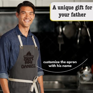 Custom Embroidered Apron for Men 4 Colors, 12 Designs Birthday Gifts for Dad, Grilling Gifts for Men, Personalized Gifts for Him image 8