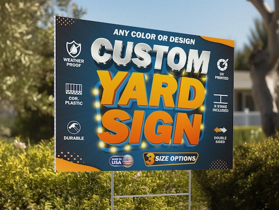 Custom Printed Yard Signs with Stakes - 1 to 100 pcs | 12x18, 18x24, 24x36 - Bulk Pricing Available, Unlimited Color, Double Sided Printing