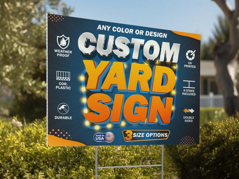 Custom Printed Yard Signs With Stakes - 1 to 100 Pcs | 12x18, 18x24 ...