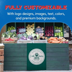 May include: A green wooden stand with a variety of fresh produce, including apples, carrots, and red peppers. A sign on the front of the stand reads "VEGETABLE AND FRUIT Emile farm's ORGANIC GARDENER".