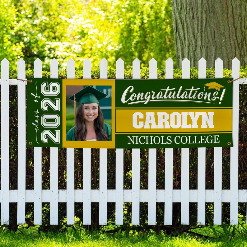 Personalized Graduation Banner w/ Photo, Name & School - 3 Sizes - Outdoor Graduation Decoration 2026 - Class of 2026 - Graduation Yard Sign image 3