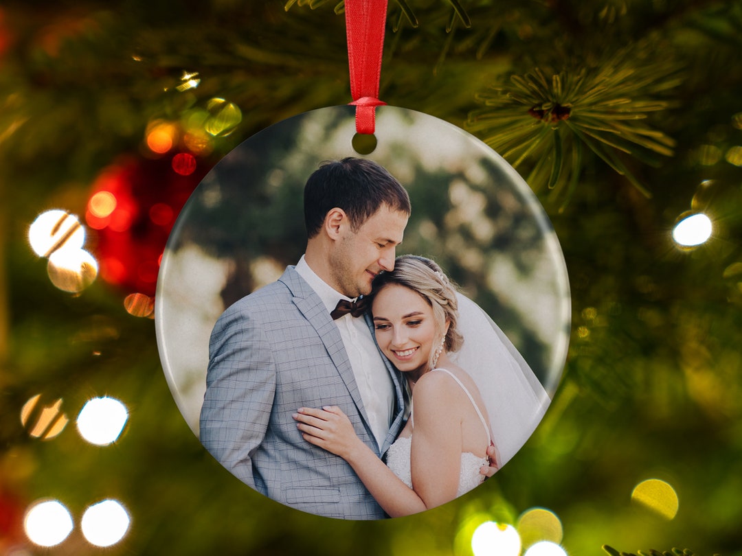 Personalized Photo Christmas Ornament W/ Any Picture, Text - Custom 3" Ceramic, Heart - Baby's ...