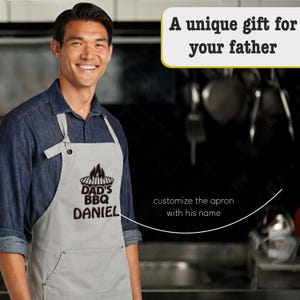 Custom Embroidered Apron for Men, Dad Apron for Fathers Day - Birthday Gifts for Dad, Grilling Gifts for Men, Personalized Gifts for Him image 4