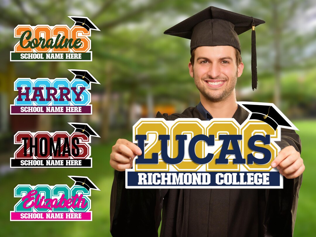 Grad Name Sign Personalized Graduation Name Sign - 2 Layered, 19 Color Options & 4 ...