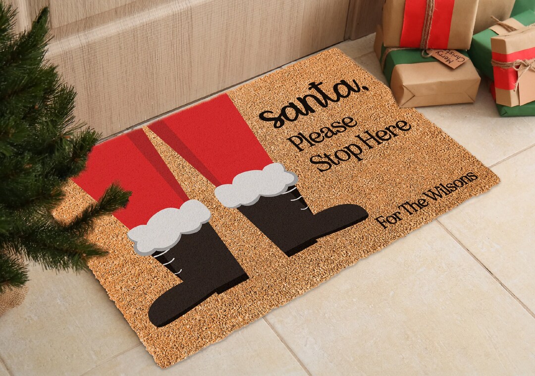 Personalized Christmas Doormat W/ Family Name 6 Designs, 3 Sizes