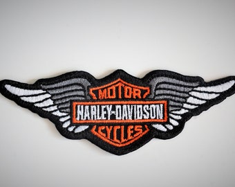 Details about   Harley Davidson Embroidered Skull Forged Wings Emblem Vest Patch Small